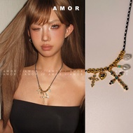 Bohemian Braided Rope Rhinestone Cross Choker American Y2K Baddie Style