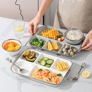 211减脂餐盤12 inch silver edge grid plate Ceramic dining tray Divided plate Fat reducing plate Ceramic f