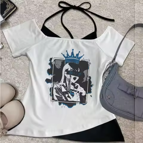 Ado crop top shoujo manga meme kawaii t-shirt alternative party graphic anime cheap