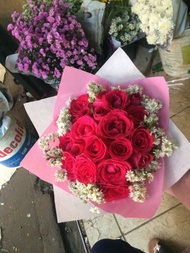 bunga mawar pink asli / bunga buket mawar pink