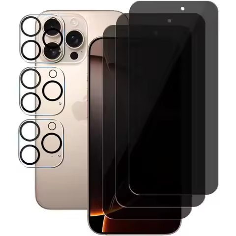 3+3 Pack Anti-Spy Privacy Glass Screen Protector Case for IPhone 16 15 14 13 11 Pro Max Plus 12 Mini