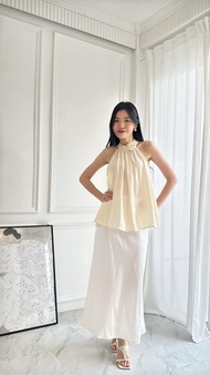 Taupe.brand - Moonlight Top - High-end glossy halter คอ rose เสื้อแขนกุดหลวม slimming สไตล์ฝรั่งเศส 