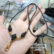 Amulet Necklace Rope Umbrella Size 2 Mm Black Opera Gold Beads Laser