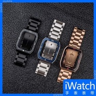 A7 Apple watch 陶瓷塗層 鋅合金錶殼 紅色 黃色 白色 黑色 錶帶 steel watch case w/ rubber strap - watch band designed for iWatch Series 7/6/5/4/SE 44mm 45mm (RM style 金屬改裝)