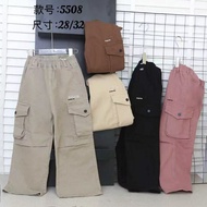 SJ KIDS Wholesale/ 5508 Girls' colored cargo pants/ 8-12 years Price per 5 pieces