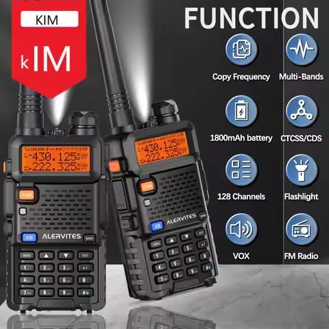 Alervites Air Band AT-5RX 3-5km Tri Band Two Way Radio AM 108-136MHz Updated 5RX Handheld Walkie Tal