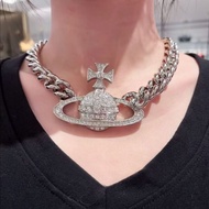 Korean Version Saturn Planet Shape Cuban Thick Necklace Saturn Planet Necklace