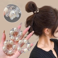 Transparent Transparent Pearl Telephone Line Hair Band Ladies Suitable Thick Style Influencer Hair B