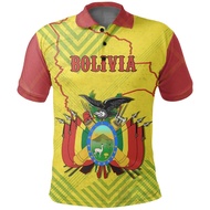 3d Print Bolivia Flag Polo Shirt For Men National Emblem Pattern T-shirt Tops Summer Casual Street L