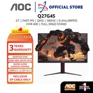 AOC Q27G4S 27" GAMING MONITOR ( 27" FAST IPS QHD / 0.5MS / 300HZ / Adaptive Sync / HD MI + DP )