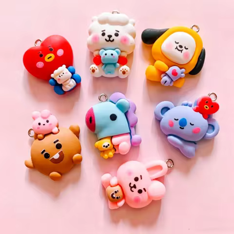 10pcs Kawaii Dog Bunny Cute Resin Charms For Jewelry Materials Flatbacks Bracelets Necklace Keychain