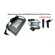 Chicony Charger Adapter for MSI GF63 Thin 10sc 11sc 20V 6A 4.5*3.0mm New with 3 Month Warranty