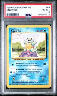 Squirtle Vintage Pokemon 1999 PSA 8 杰尼龟复古宝可梦 1999 PSA 8