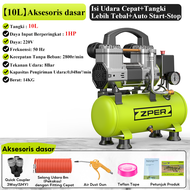 ZPER 2HP 30L Oilless Air Compressor Silent Kompresor Angin Mini Listrik Tanpa Oli 1100W 220V
