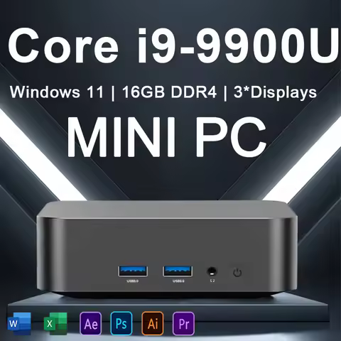 New Mini PC Core i9 9900U Windows 11 16GB LPDDR4 1TB 2TB M.2 SSD Gamer Pc 4K HD WIFI6 BT5.2 Desktop 