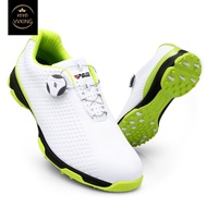 รองเท้ากอล์ฟระบายอากาศได้ดีสำหรับผู้ชาย1คู่,รองเท้าแบบลูกบิดกันลื่นกันน้ำสำหรับใส่เล่นกีฬาเทรนนิ่ง