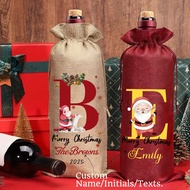 1/2pcs Personliazed Festive Wine Bottle Gift Bags Cozies: Christmas Wine Bottle Gift Bags, Custom Na