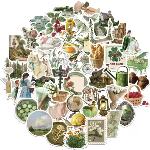 50 PCS Vintage Stickers for Kids Girls Teens Adults Retro Aesthetic Stickers for Scrapbooking Kindle