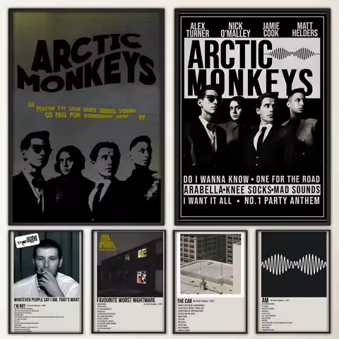 Arctic Monkeys Music Album Poster Fancy Wall Sticker for Living Room Bar Vintage Decorative Painting