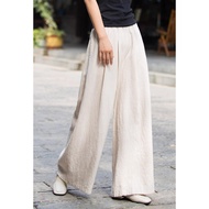 C&amp;M Women's Retro Comfortable Loose Versatile Linen Wide Leg Long Pants