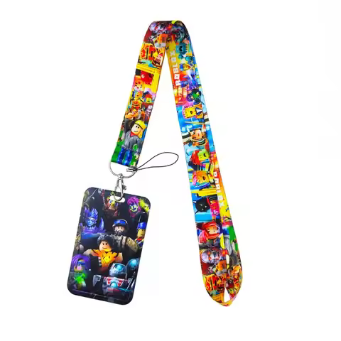 ROBLOX game peripheral cartoon phone hanging rope card cover long chest card cover camera keychain h