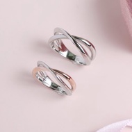 【客製化禮物】愛的交叉點。白鋼戒指 情侶對戒