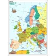 Map of Europe Art print Silk poster Home Wall Decor