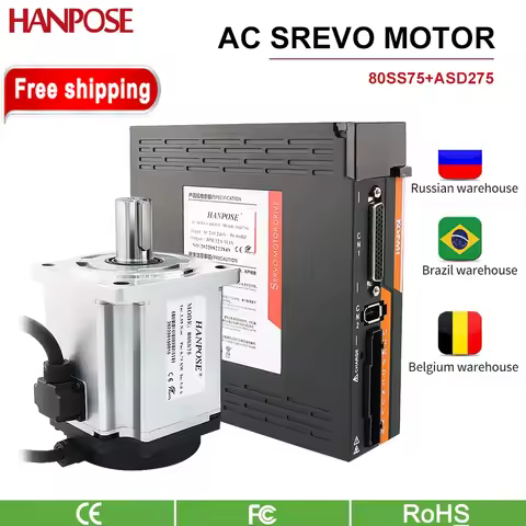 80SS75 5.0A 2.39N.m And ASD275 Servo motor Drive kit AC200-240V+3M Encoder Cable CNC Medical Equipme