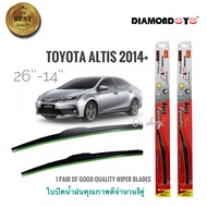 ที่ปัดน้ำฝนคุณภาพสูง ใบปัดน้ำฝน ซิลิโคน ตรงรุ่น Toyota Altis 2014-2020 ไซส์ 26-14 ยี่ห้อ Diamond กล่องแดง ติดตั้งง่าย