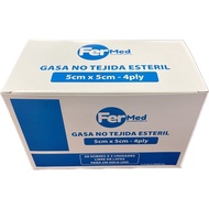 FerMed  Non-Woven Sterile Gauze Swab 7.5cm X 7.5cm - 4Ply or 5cmx5cm - 4ply, (2pcs/Pkt) 50Pkt/Box (1