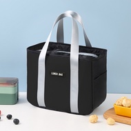 Thermal Lunch Bag Big Black Insulated Lunch Bag for Women Men Kids Waterproof Large Hot Cold Bento Box Storage Bag Lady Lunch Tote Bag