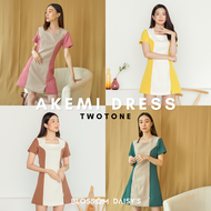 (SALE) AKEMI DRESS (TWOTONE) เดรสทำงานแขนสั้นคอเหลี่ยมสีทูโทน ใส่ทำงานหรือออกงานก็สวย มีติดตู้ไว้เลยนะค้า