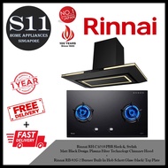 Rinnai RH-C1059-PBR Sleek + Stylish Matt Black Design Plasma Filer Technology Chimney Hood + Rinnai RB-92G 2 Burner Built-In Hob Schott Glass (black) Top Plate*BUNDLE DEAL - FREE DELIVERY