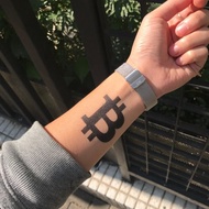 OhMyTat 比特幣符號 Bitcoin Symbol 刺青圖案紋身貼紙 (2 張)