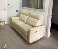 白色 大兩座 半真皮 梳化 沙發