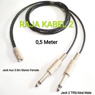 Kabel Audio Canare Jack 3.5mm Female To 2 TRS/Akai Male 0,5 Meter