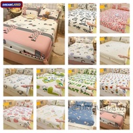 1 PC 100% Cotton Cadar Cartoon Style Bedsheet For Kids Bowknot Print Bed Mattress Cover High Elastic Rubber Fitted Sheet Pillow Cover Single Queen King Size RSXR