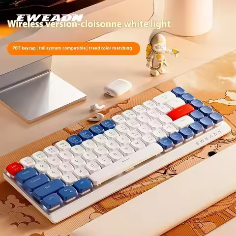 EWEADN MK68 Mechanical Keyboard Wireless 3-Mode Bluetooth Mini Mute 68keys PBT Keycaps Office Gaming