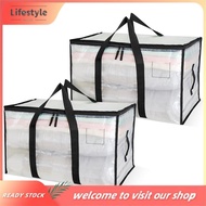 [Lifestyle] 2-Pack 95L Clear Large Storage Bags, Zipper& Handle Moving Organizers, for Bedding and C