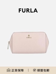 Furla Camelia化妝包手拿包粉色皮革輕便精緻實用[平行進口]