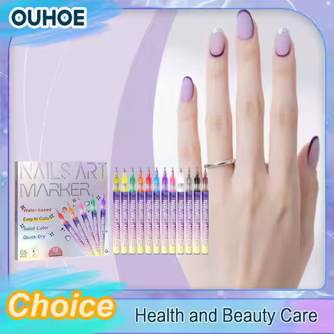 12 Colors Nail Art Pens Set Waterproof Quick-Drying 0.5mm Extra Fine Graffiti Polish Manicure Marker