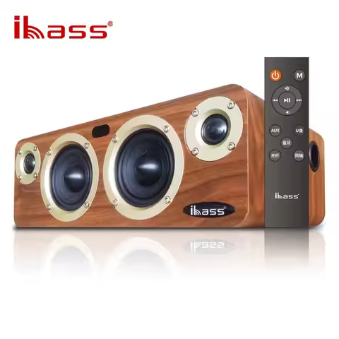 IBASS 90W Big Power Hifi Lossless Music Home Theater Wood TV Subwoofer Bluetooth Speakers Desktop Co