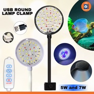 USB Round Clamp Lamp 5W and 7W for Small Tanks White Light, Tricolor Light, Blue White Light