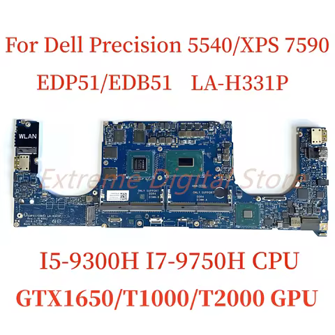 For Dell Precision 5540 XPS 15 7590 Laptop motherboard LA-H331P with I5 I7 I9-9TH CPU GTX1650/T1000/