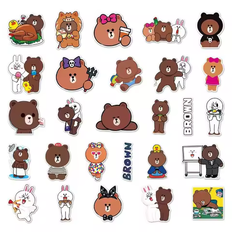 Cute LINE FRIENDS Brown Cony Sally Stickers Waterproof Vinyl Stickers for Laptop Water Bottle Phone 