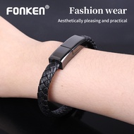 ◐☢❀ Portable PU Leather Mini Micro USB Bracelet Charger Data Charging Cable Sync Cord For Android Type-C Phone Cable Quick Charge