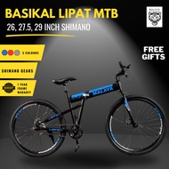 SHIMANO Folding MTB 21 Speed 26/27.5/29 Inch Premium Suspension Basikal Lipat Premium Suspension