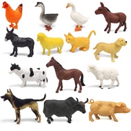 Set of 14 large-sized farm ANIMAL toys for children: Chickens, ducks, sheep, horses, dairy cows, dog