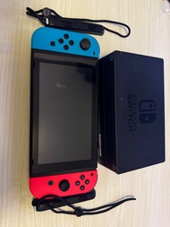 售二手switch 大電版紅藍色連底座火牛
