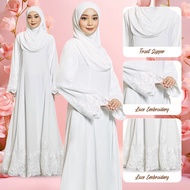 JOJOBars Jubah Abaya Muslimah Dress Moden 2024 Italian Crepe Embroidery Plain Wanita Plus Size S-2XL